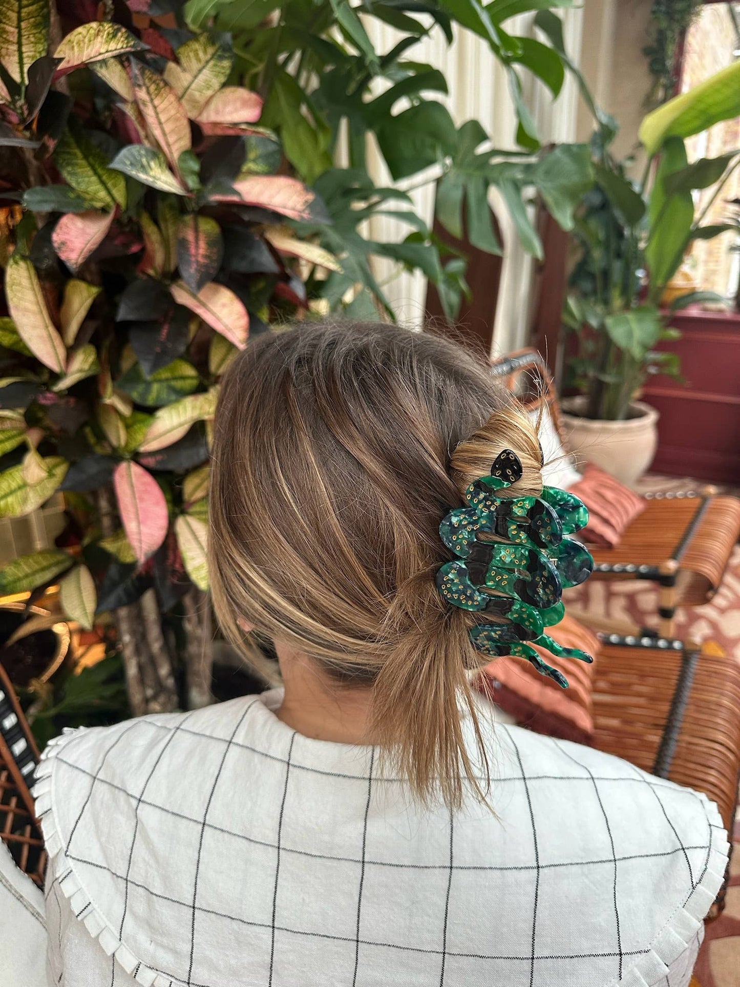 Hand-painted Snake Claw Hair Clip | Eco-Friendly: Green