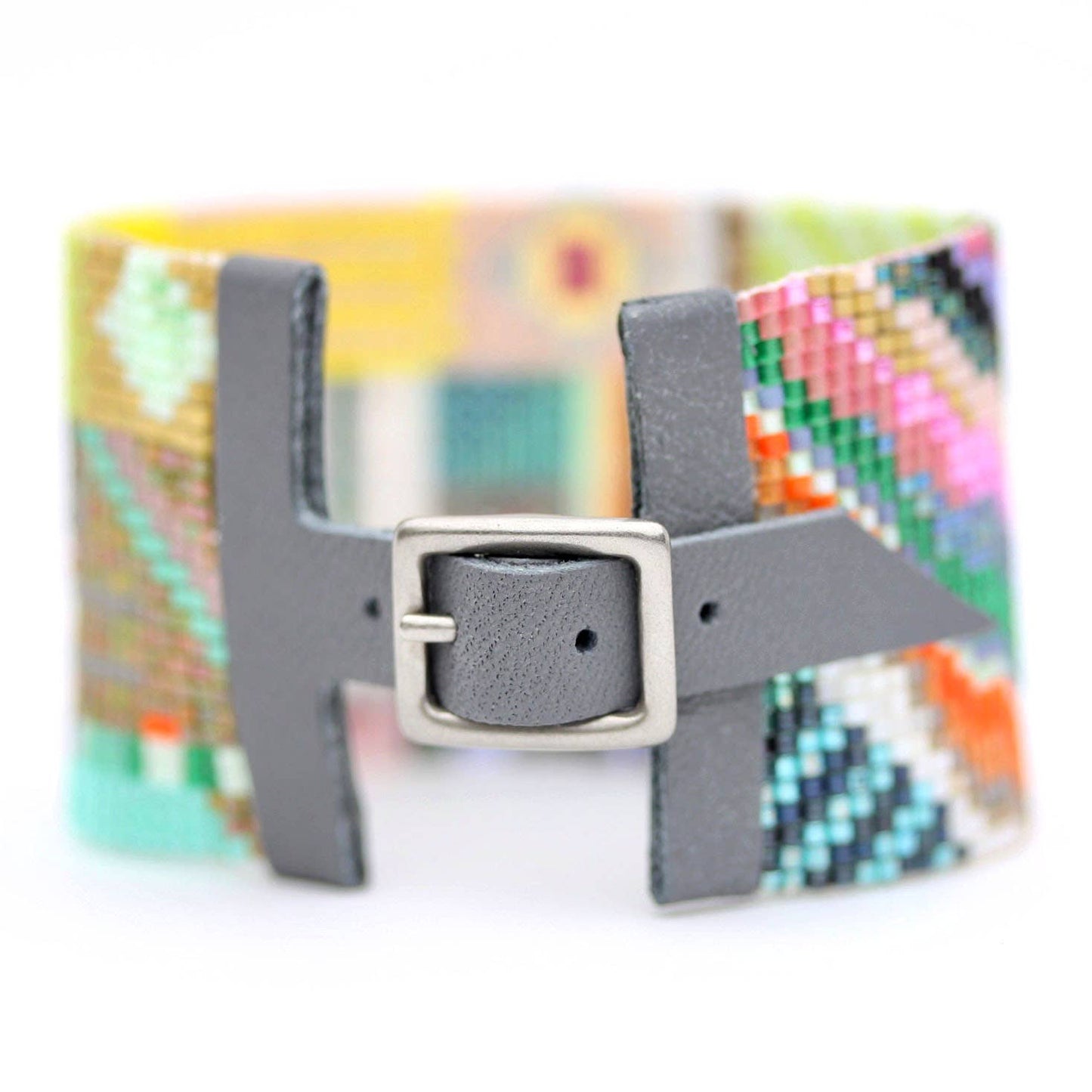Vana Handwoven Glass Beaded Geometric Cuff Bracelet