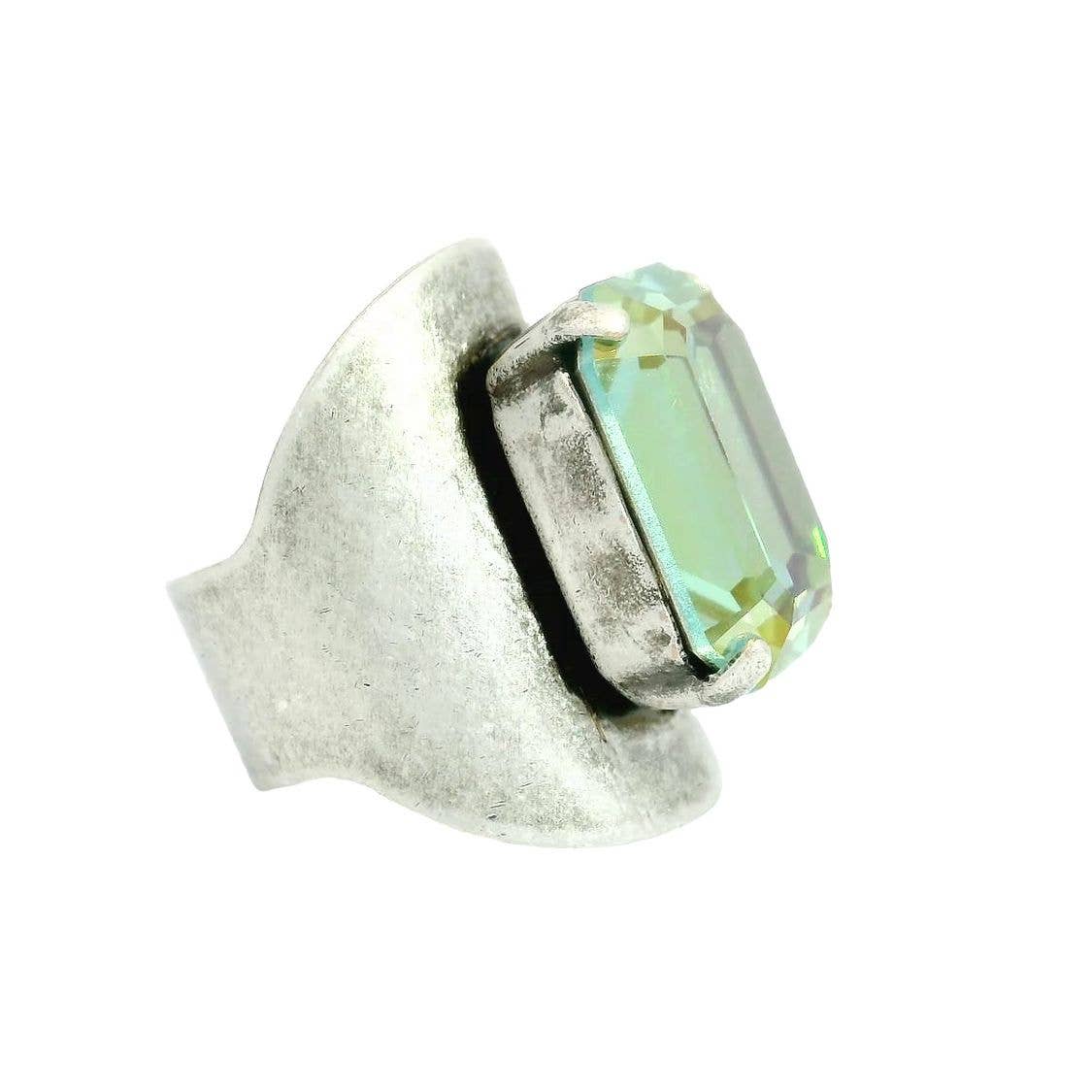 Roddy Ring in Watermelon: Antique Silver Aqua Lemon