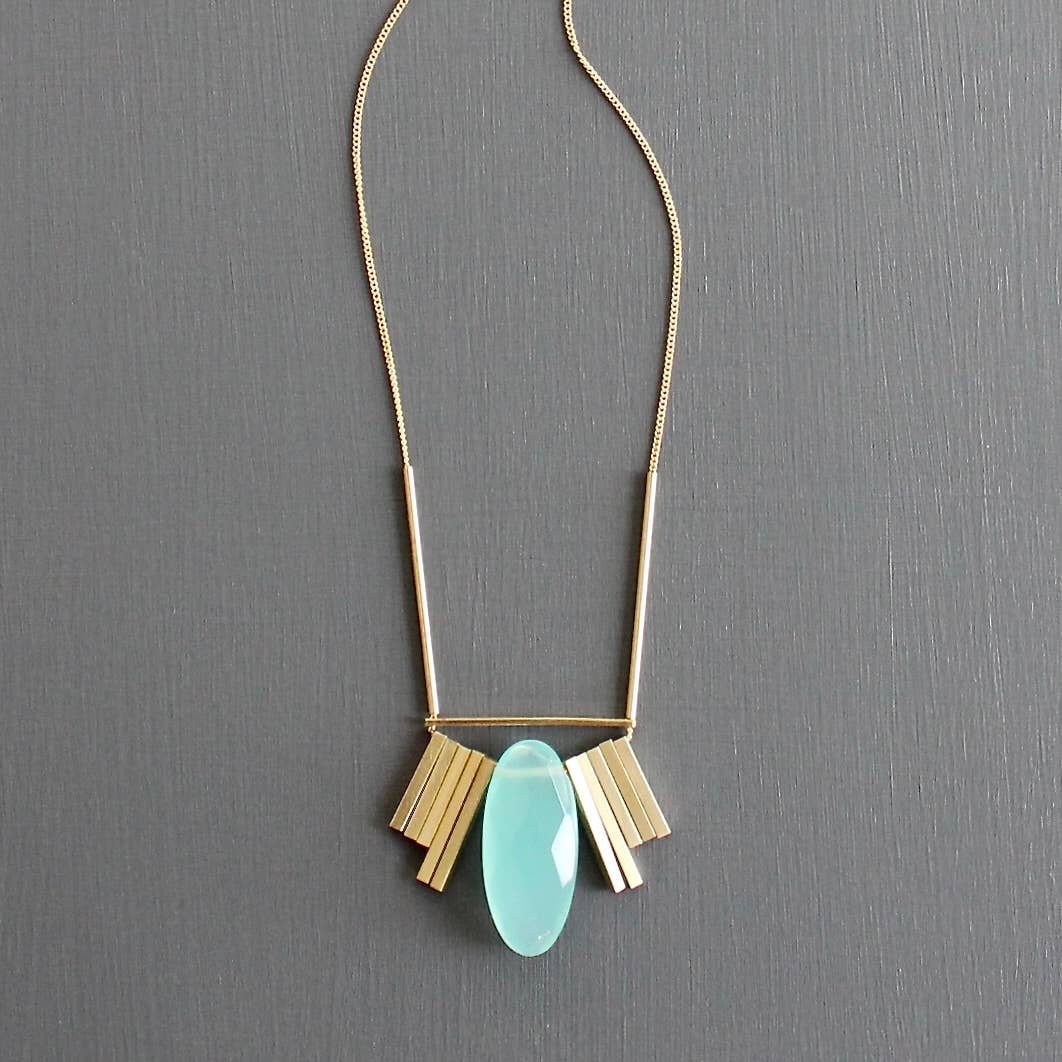 KYL119 aquamarine Artdeco necklace