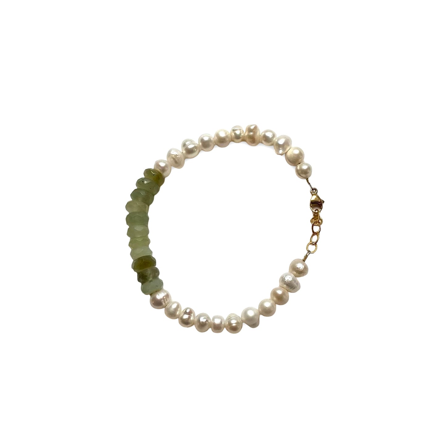 Bracelet: Gemstone Beads: Prehnite and Pearls