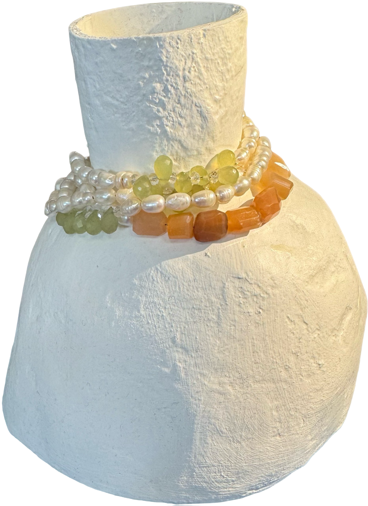 Bracelet: Gemstone Beads: Prehnite Briolettes and Pearls