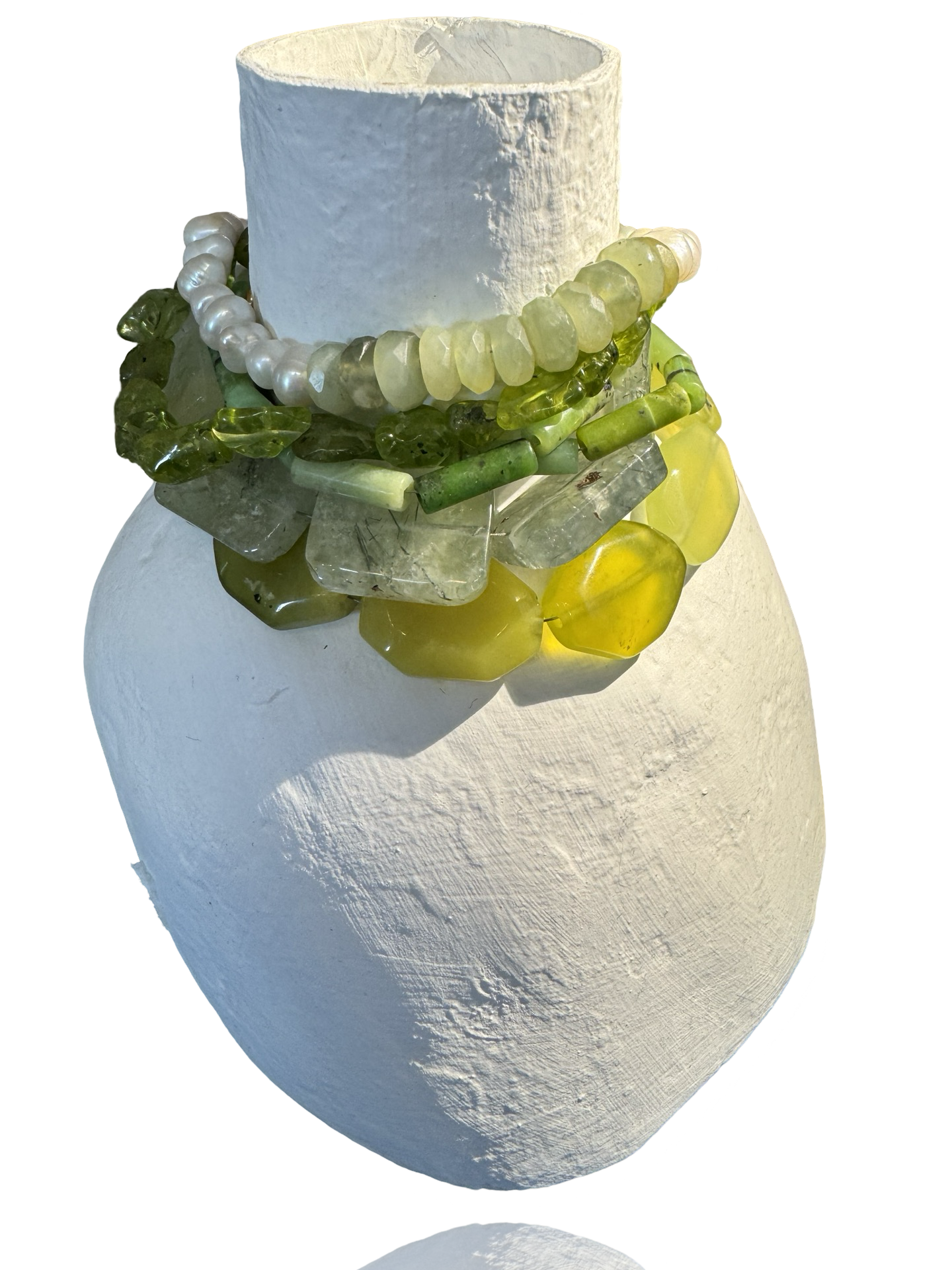 Bracelet: Gemstone Beads: Prehnite and Pearls