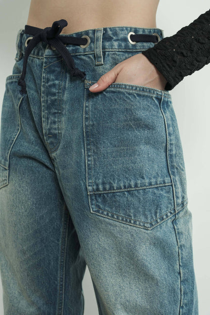 Denim Barrel Jeans in Grey Wash