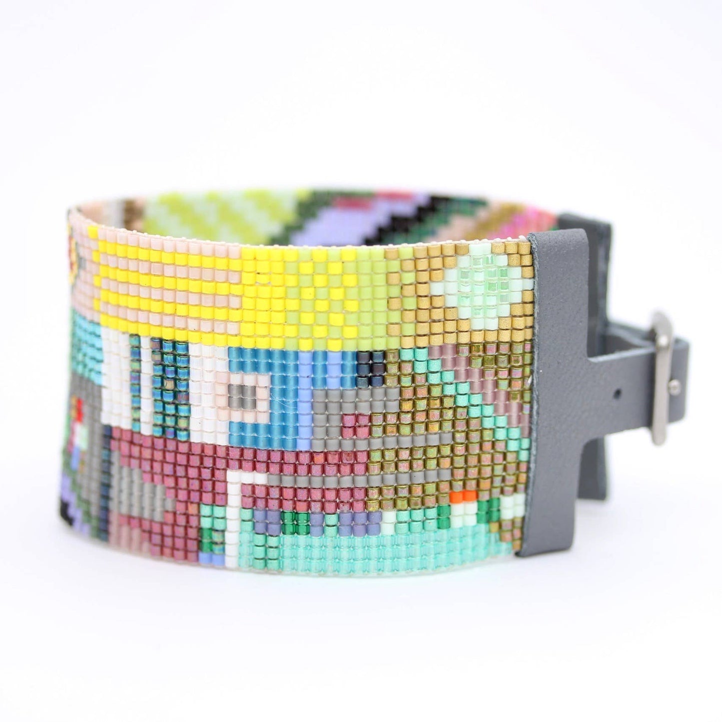 Vana Handwoven Glass Beaded Geometric Cuff Bracelet