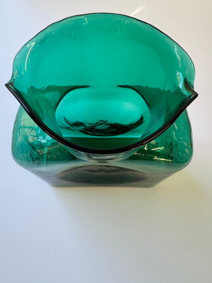 VINTAGE BLENKO Double Spout Water Bottle 384M in Emerald/Teal Green