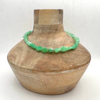 Necklace: Chrysoprase Nuggets with Chunky Brass