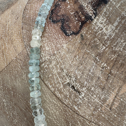 Necklace: Aquamarine and Morganite Choker with Chunky Brass