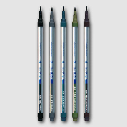 Akashiya Brush Pen Set: Set of 5 Classic Japanese Hues