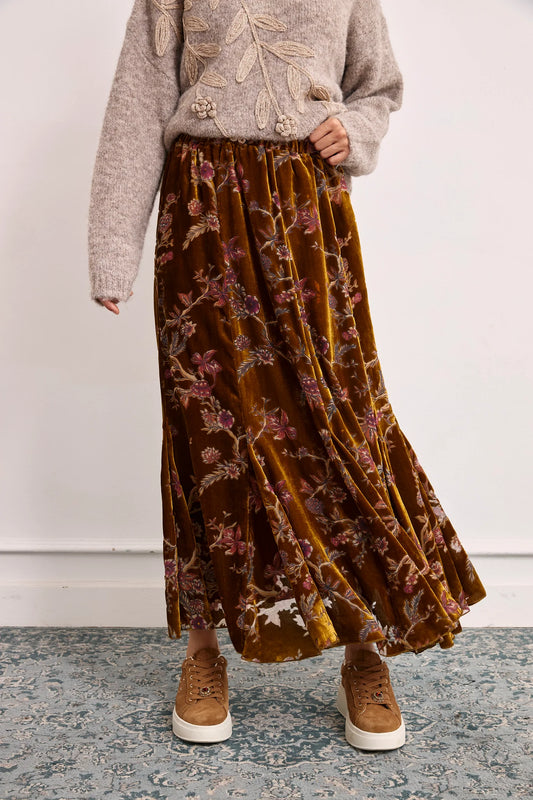 NUD Floral Velvet Skirt