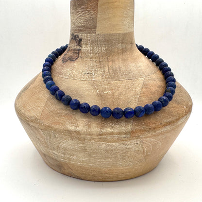 Necklace: Large Lapis with Chunky Brass