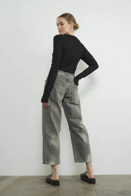 Denim Barrel Jeans in Grey Wash