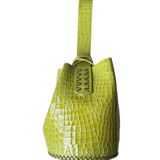 Volta Atelier Navigli Bag in Apple Green Patent