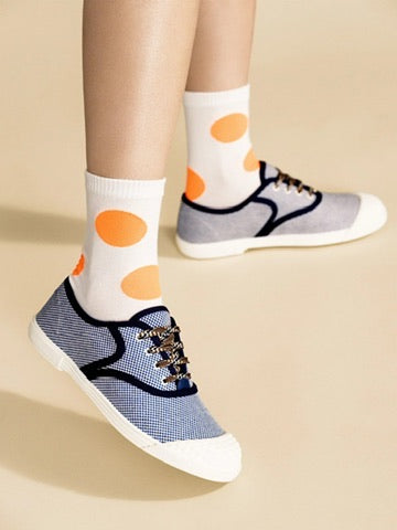 Hansel From Basel Rie Crew Socks in Neon Orange
