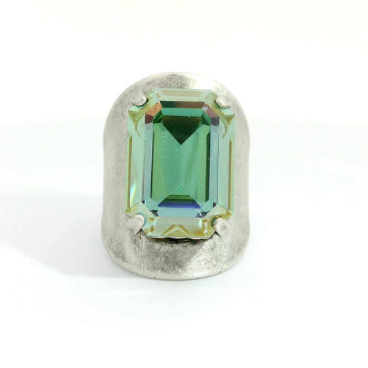 Roddy Ring in Watermelon: Antique Silver Aqua Lemon