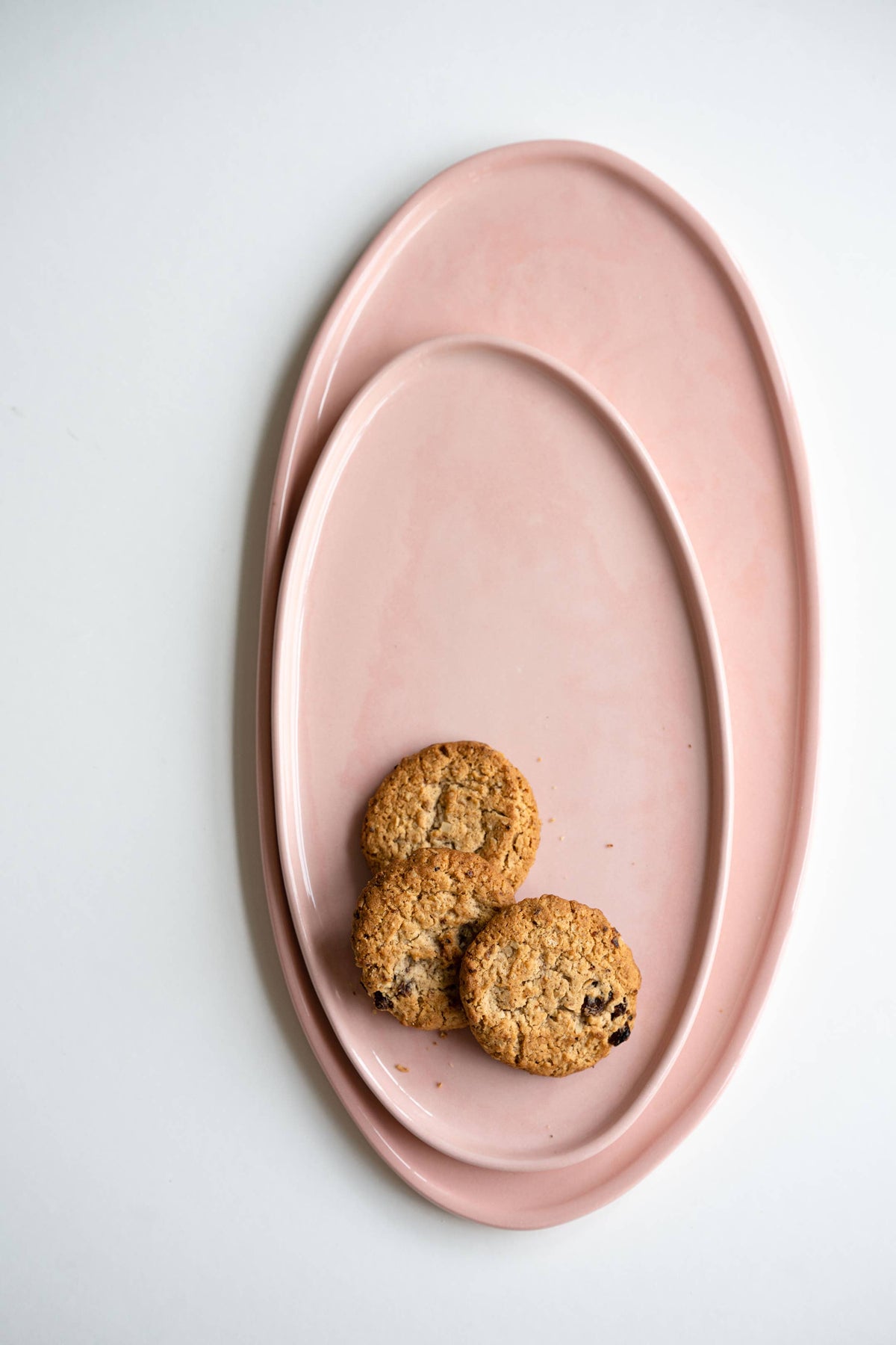 Handmade Oval Porcelain Serving Platter. Powder Pink in Medium