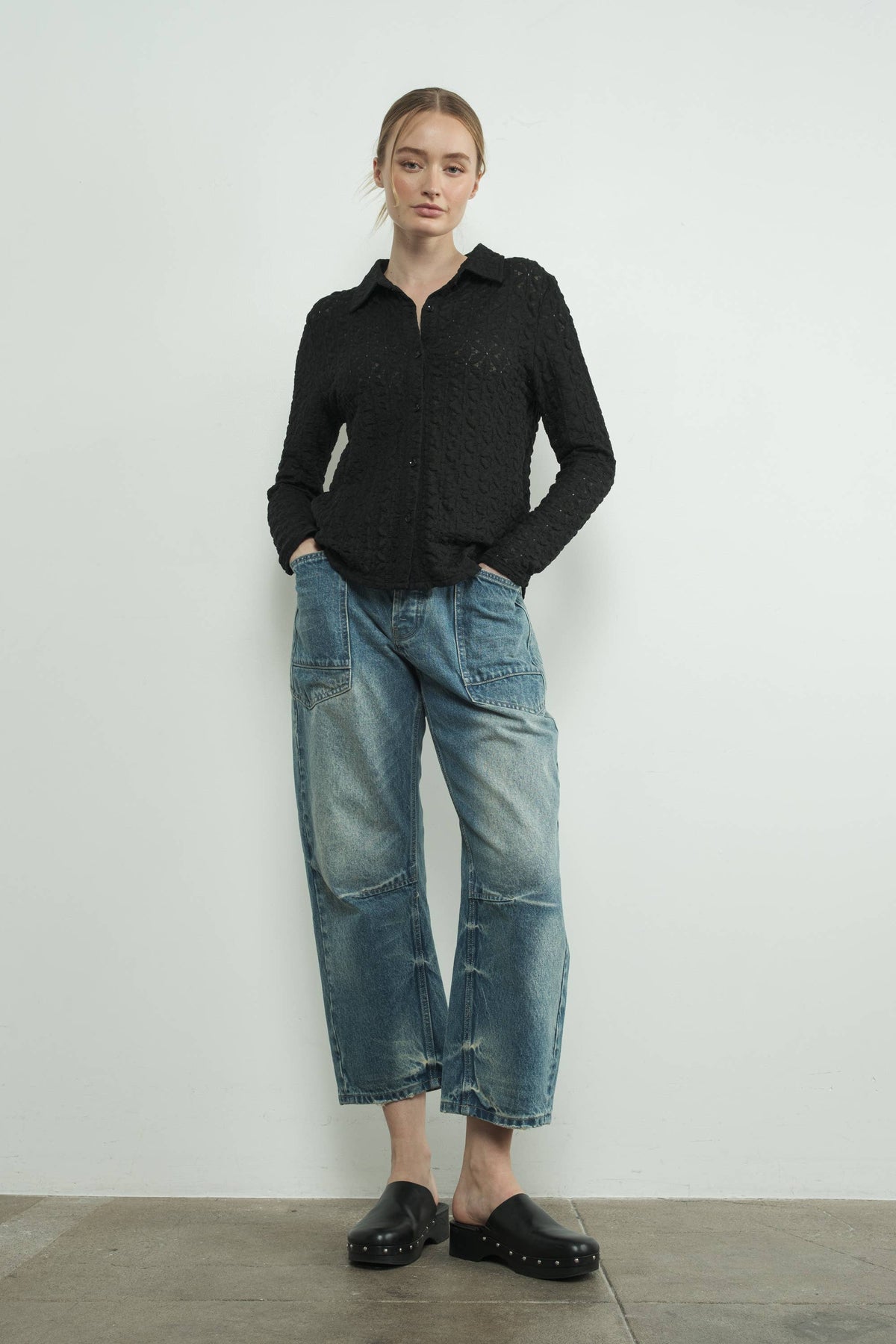 Denim Barrel Jeans in Grey Wash