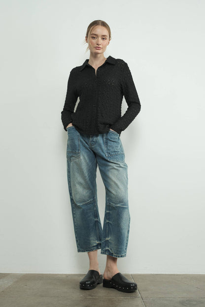 Denim Barrel Jeans in Grey Wash