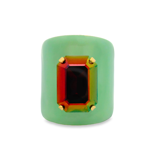 Mini Roddy Ring in Enamel Midnight Express: Matcha