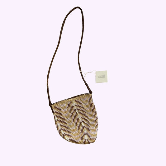 Enshalla Woven Nylon and Leather Crossbody Bag in Yellow, Pink and Brown