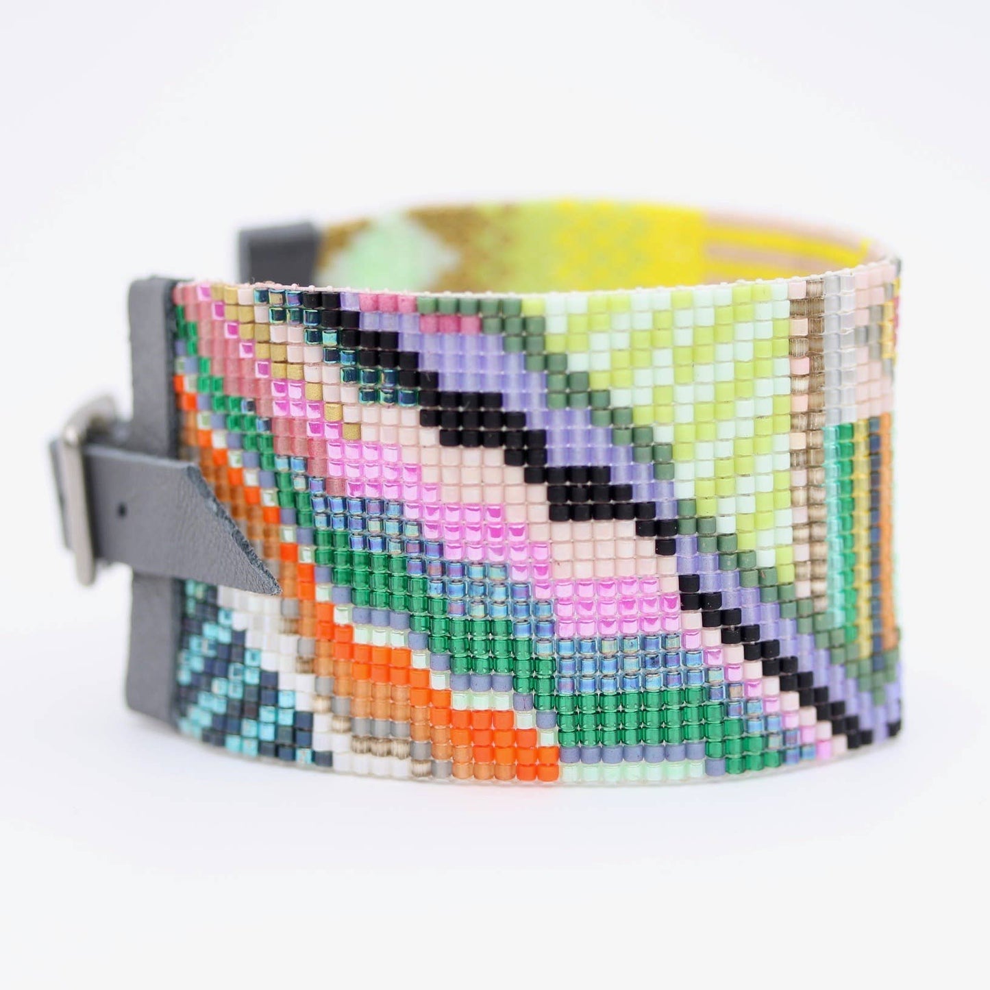 Vana Handwoven Glass Beaded Geometric Cuff Bracelet