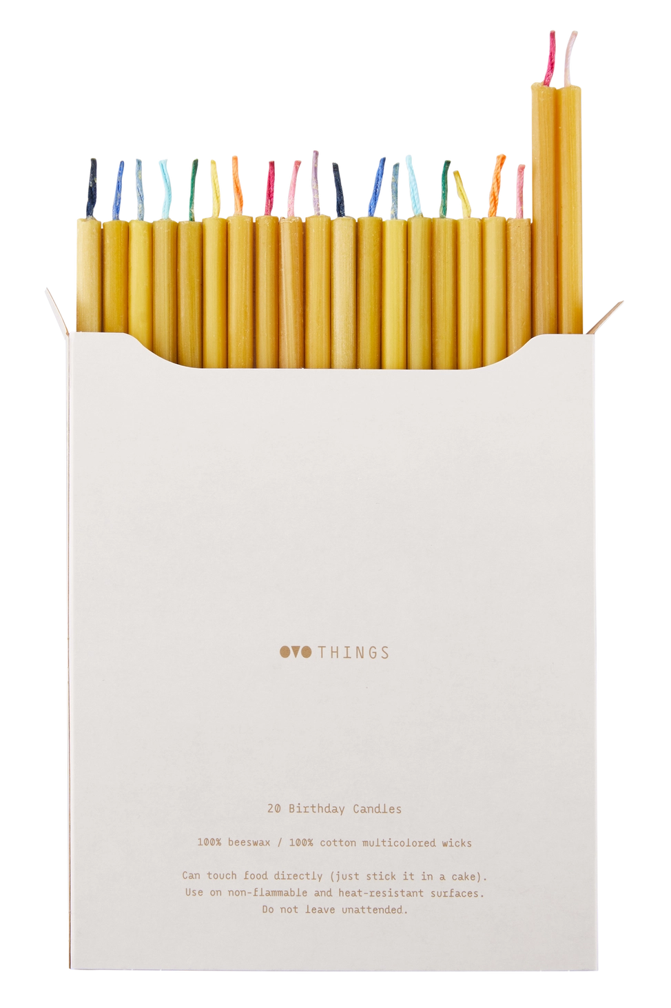 Ovo Things Slim Beeswax Birthday Candles with Colorful Wicks