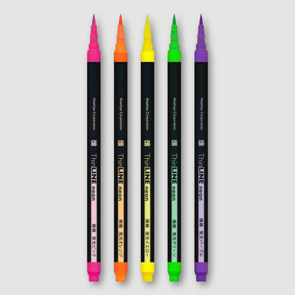 Akashiya Brush Pen Set: Set of 5 Neon
