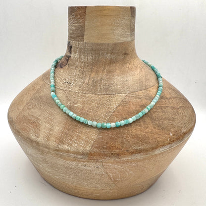 Necklace: Amazonite Cubes Necklace with Chunky Brass