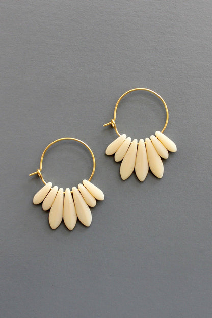 Mini matte cream colored hoop earrings
