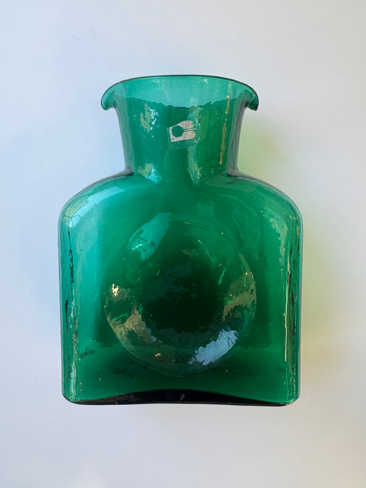 VINTAGE BLENKO Double Spout Water Bottle 384M in Emerald/Teal Green