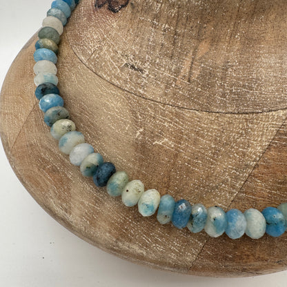 Necklace: Azurite in Calcite with Chunky Brass