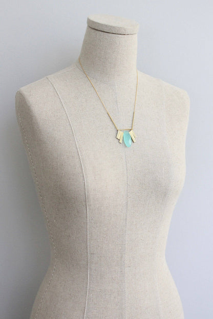 KYL119 aquamarine Artdeco necklace