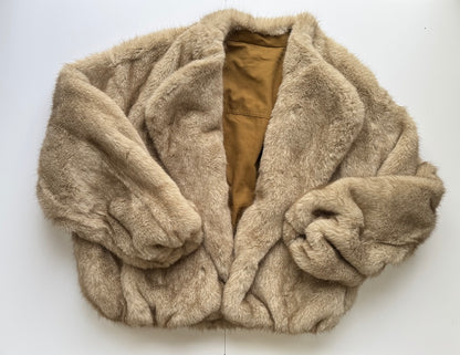 SEE YOU SOON Tan Surplus and Faux Fur Reversable Jacket