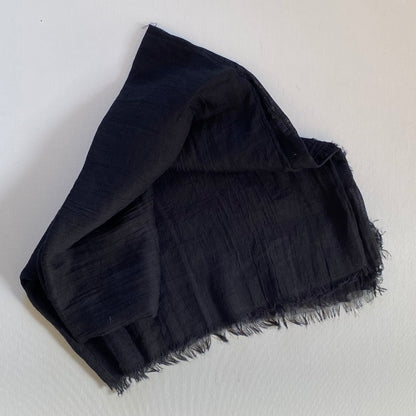 Scarf: Cotton Fringed: Black