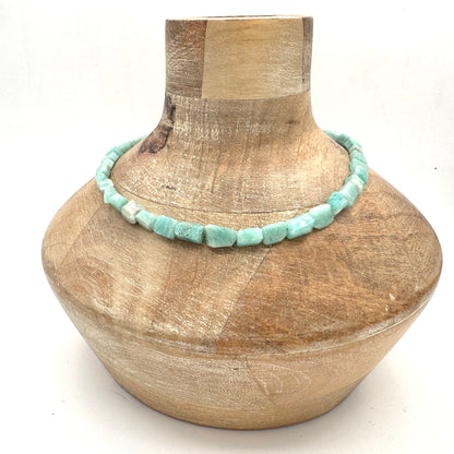 Necklace: Amazonite Nugget Necklace with Chunky Brass