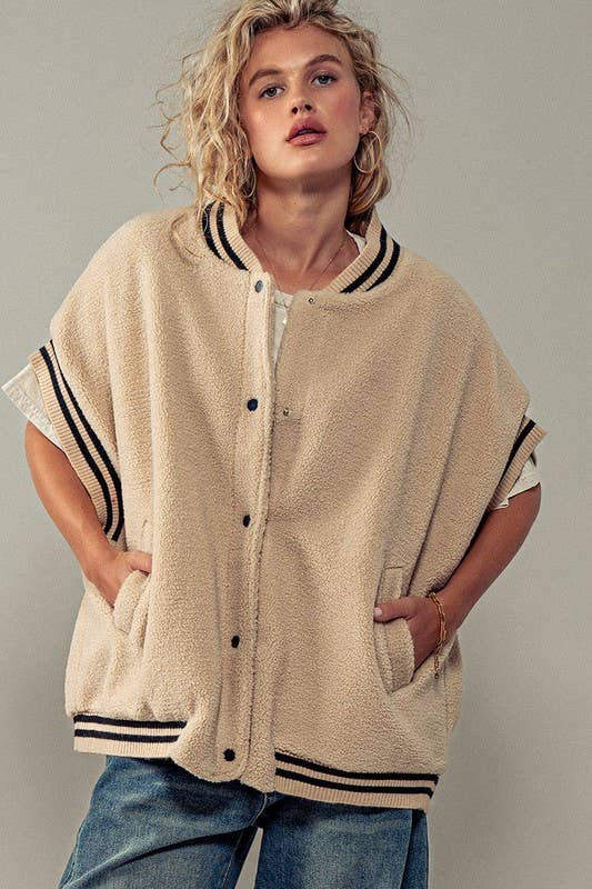 Beige Varsity Vest