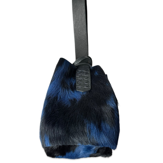 Volta Atelier Navigli Bag in Black and Blue Upcycled Cowhide