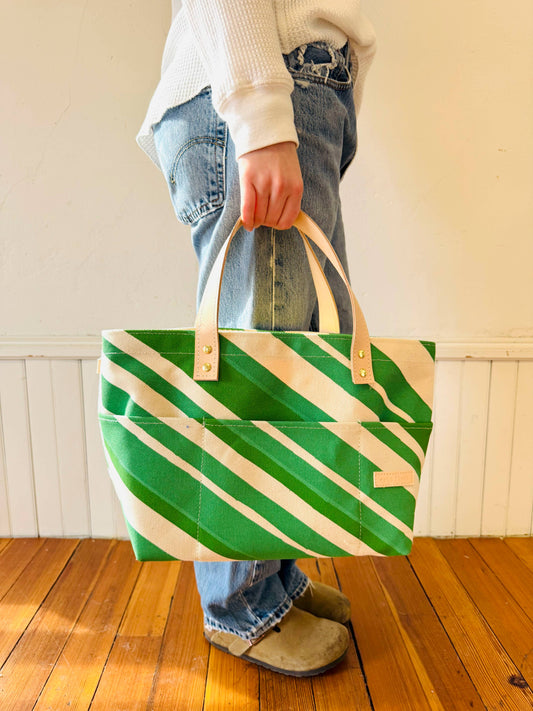 George Tote Bag – Vintage Stripe: Green