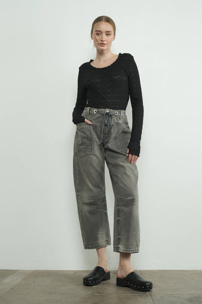Denim Barrel Jeans in Grey Wash