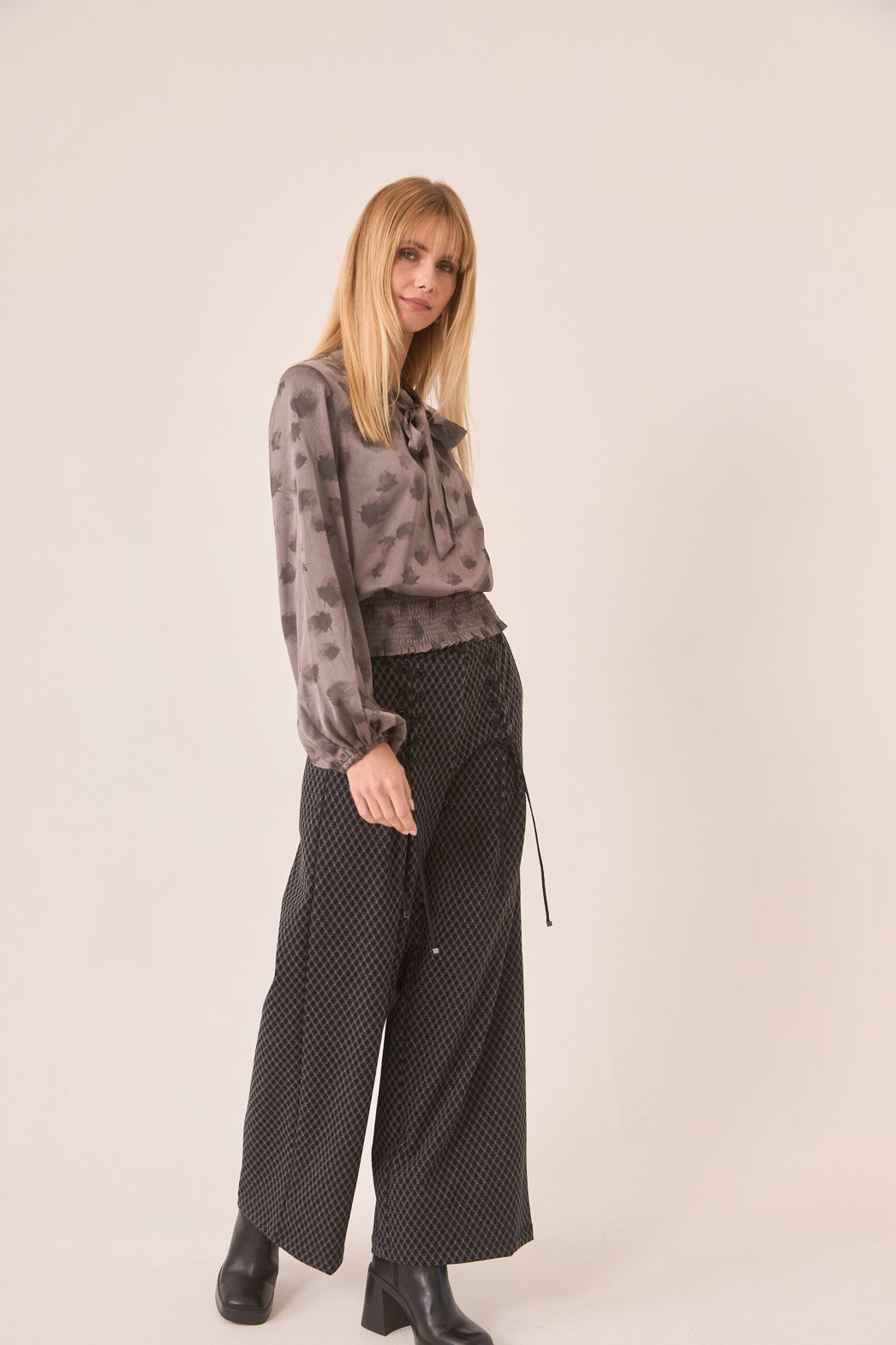 Tie Dyed Blouse with Gathered Waist