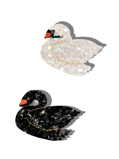 Hand-painted Swan Bird Claw Hair Clip | Eco-Friendly: Black
