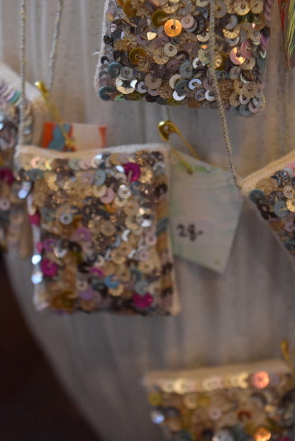 Skippy Cotton  Lavender Sachet Disco Sequins Necklace
