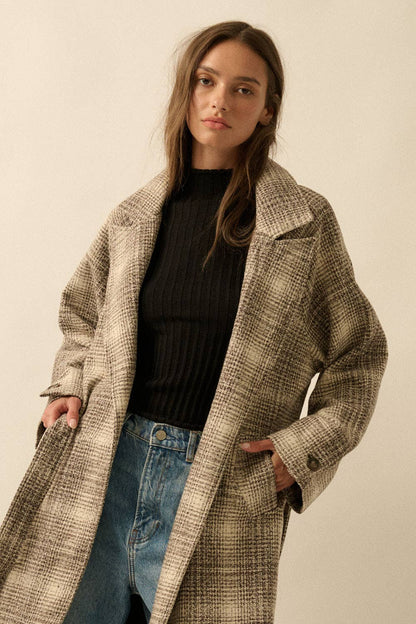 Plaid Tweed Overcoat