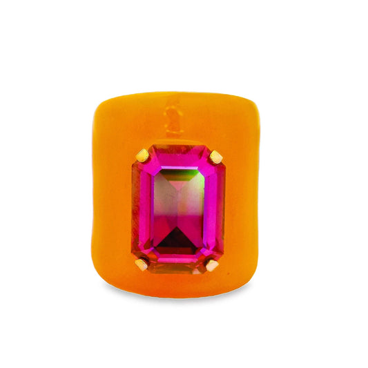 Mini Roddy Ring in Enamel: Electric Orange