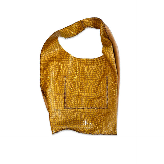 Volta Atelier Mustard and Taupe Two Toned Pink Shoulder Tote