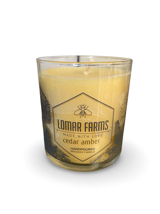 Lomar Farms Beeswax Candle: Cedar Amber