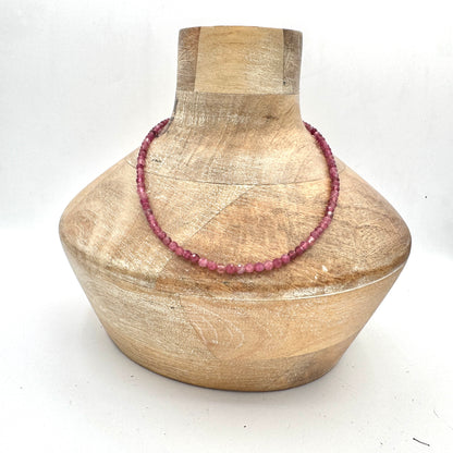 Necklace: Pink Tourmaline 4mm with Chunky Brass Hardware