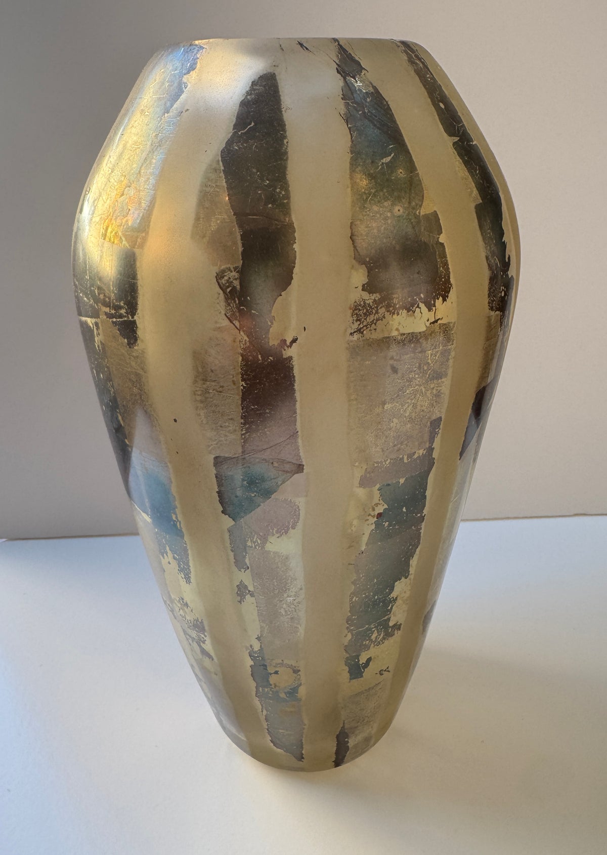 VINTAGE ADAM AARONSON  Large Striped Vase.