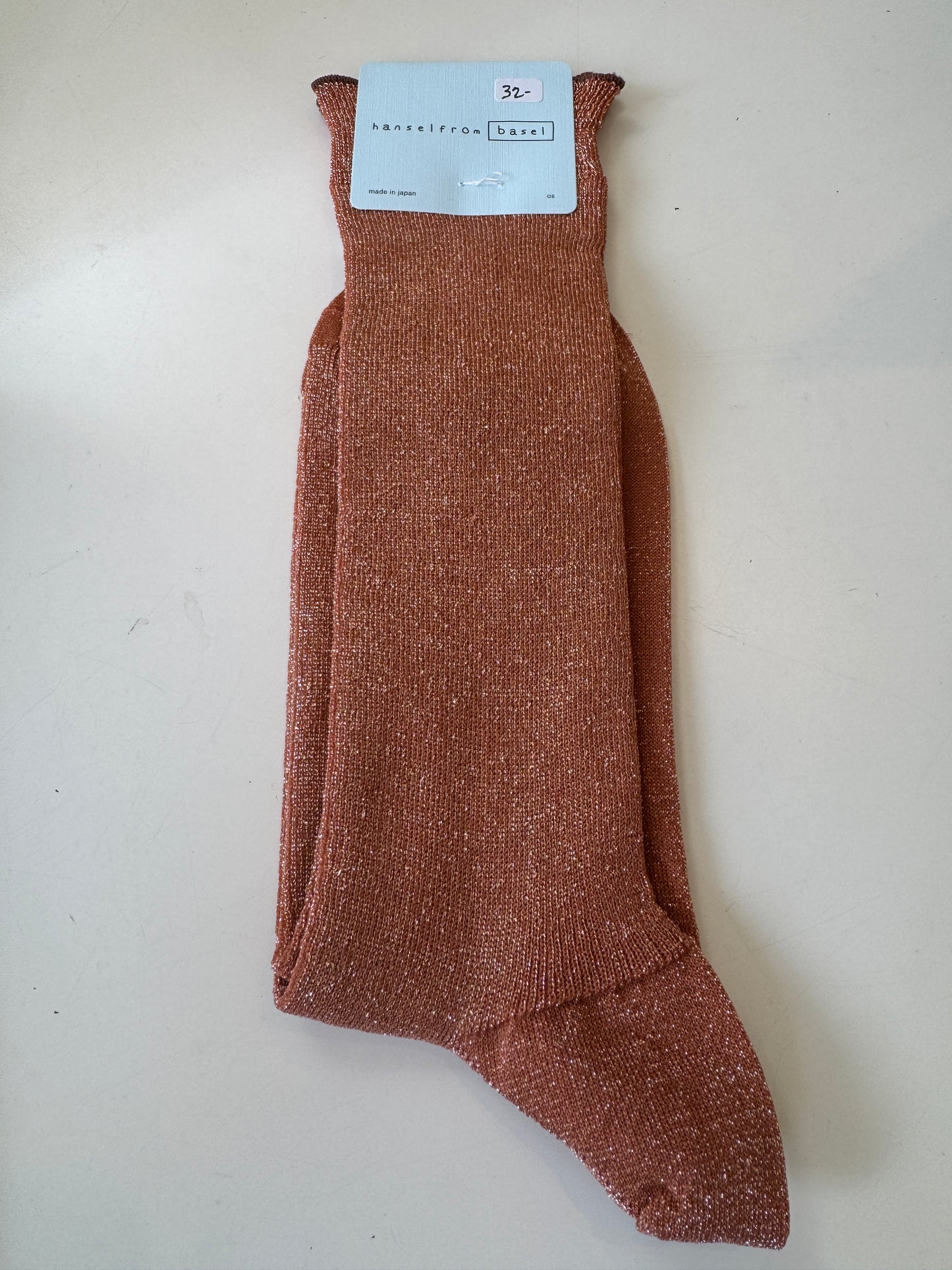 Hansel From Basel Lumiesta Lettuce Cuff Crew Socks in Apricot