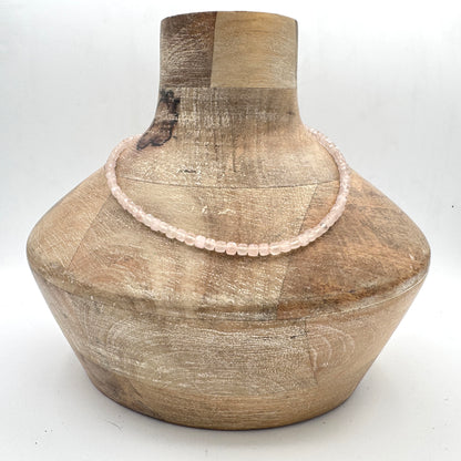 Necklace: Rose Quartz with Chunky Brass Hardware